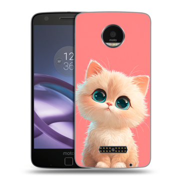 Пластиковый чехол на Lenovo Moto Z Force с принтом Розовый котенок