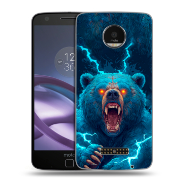 Пластиковый чехол на Lenovo Moto Z Force с принтом Медведь