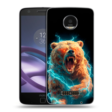Пластиковый чехол на Lenovo Moto Z Force с принтом Медведь