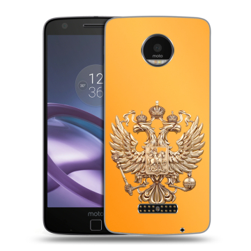 Пластиковый чехол на Lenovo Moto Z Force с принтом Герб Флаг России