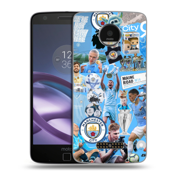 Пластиковый чехол на Lenovo Moto Z Force с принтом Man City Манчестер Сити