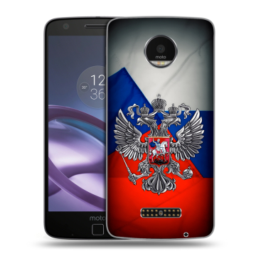 Пластиковый чехол на Lenovo Moto Z Force с принтом Флаг России Пластиковый чехол на Lenovo Moto Z Force с принтом Флаг России