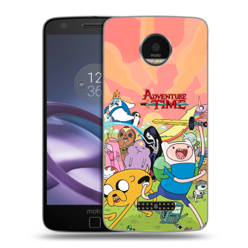 Пластиковый чехол на Lenovo Moto Z Force с принтом Adventure time Время приключений