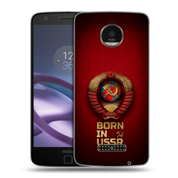 Пластиковый чехол на Lenovo Moto Z Force с принтом Флаг Герб СССР