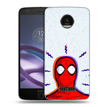 Пластиковый чехол на Lenovo Moto Z Force с принтом Spiderman Человек паук