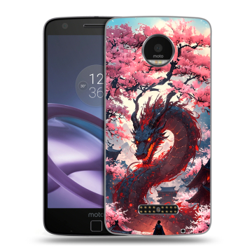 Пластиковый чехол на Lenovo Moto Z Force с принтом Дракон Японский Пластиковый чехол на Lenovo Moto Z Force с принтом Дракон Японский