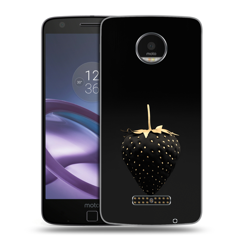 Пластиковый чехол на Lenovo Moto Z Force с принтом Черная клубника Пластиковый чехол на Lenovo Moto Z Force с принтом Черная клубника