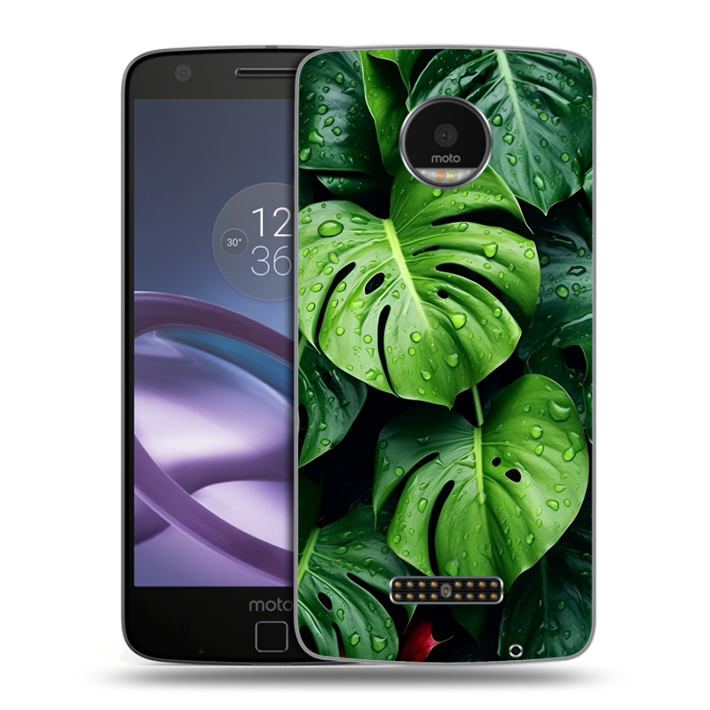 Пластиковый чехол на Lenovo Moto Z Force с принтом Листья Пластиковый чехол на Lenovo Moto Z Force с принтом Листья