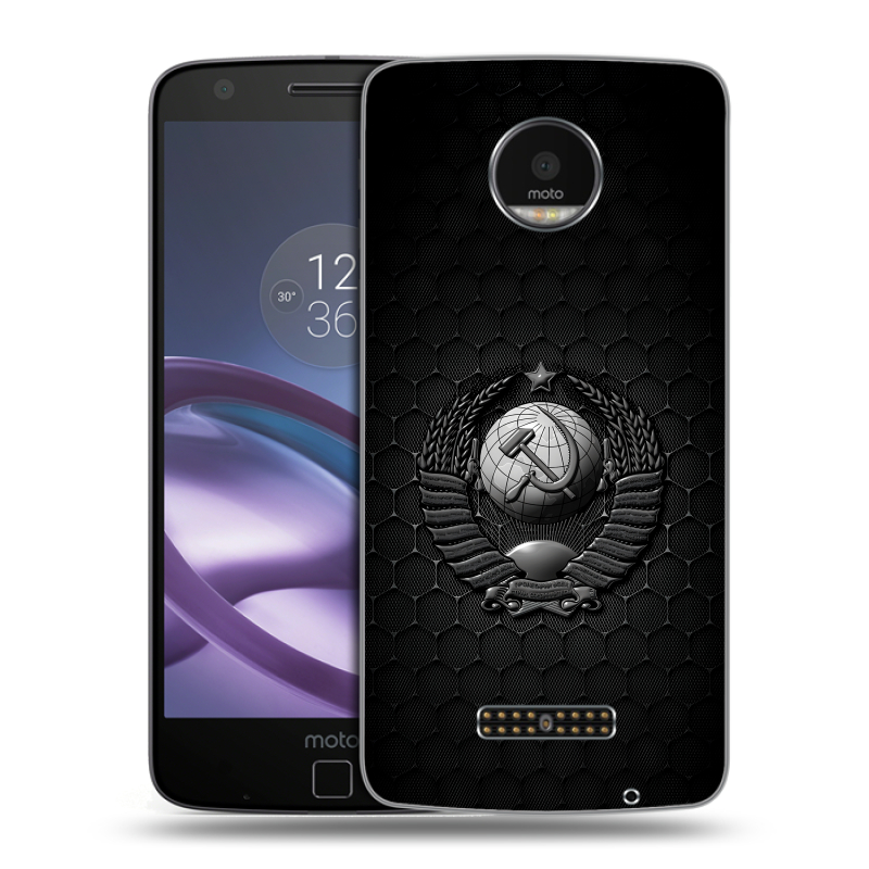 Пластиковый чехол на Lenovo Moto Z Force с принтом Герб Флаг СССР Пластиковый чехол на Lenovo Moto Z Force с принтом Герб Флаг СССР
