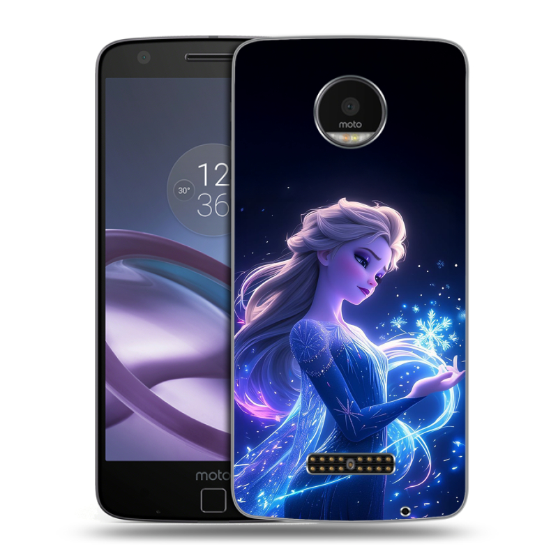 Пластиковый чехол на Lenovo Moto Z Force с принтом Холодное сердце Frozen Пластиковый чехол на Lenovo Moto Z Force с принтом Холодное сердце Frozen