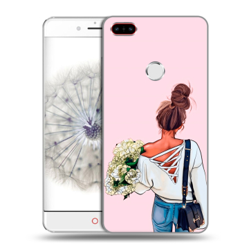 Пластиковый чехол на ZTE Nubia Z11 с принтом Девушка и букет