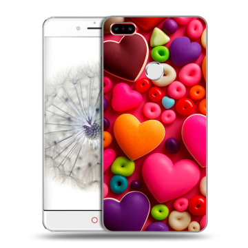 Пластиковый чехол на ZTE Nubia Z11 с принтом Сердечки