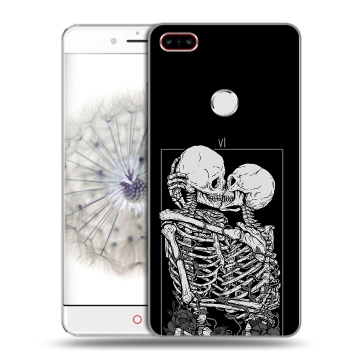 Пластиковый чехол на ZTE Nubia Z11 с принтом Поцелуй скелетов