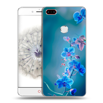 Пластиковый чехол на ZTE Nubia Z11 с принтом Голубые цветы