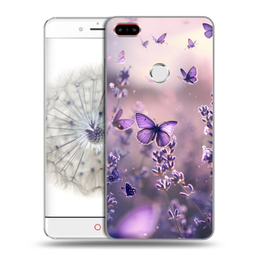 Пластиковый чехол на ZTE Nubia Z11 с принтом бабочки и лаванда