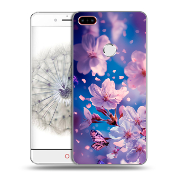 Пластиковый чехол на ZTE Nubia Z11 с принтом цветы бабочки