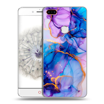 Пластиковый чехол на ZTE Nubia Z11 с принтом синий мрамор