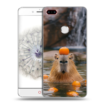 Пластиковый чехол на ZTE Nubia Z11 с принтом Капибара с апельсином Пластиковый чехол на ZTE Nubia Z11 с принтом Капибара с апельсином