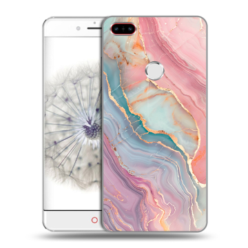 Пластиковый чехол на ZTE Nubia Z11 с принтом розовый мрамор