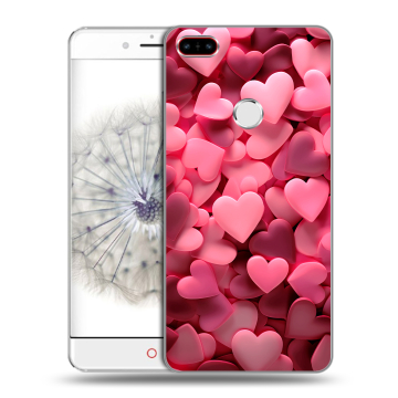 Пластиковый чехол на ZTE Nubia Z11 с принтом розовые сердечки