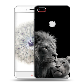Пластиковый чехол на ZTE Nubia Z11 с принтом Лев кошки