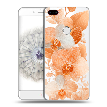 Пластиковый чехол на ZTE Nubia Z11 с принтом Бежевые цветы