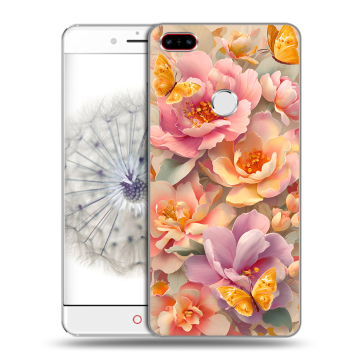 Пластиковый чехол на ZTE Nubia Z11 с принтом Цветы и бабочки