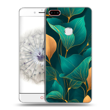 Пластиковый чехол на ZTE Nubia Z11 с принтом Листья и золото
