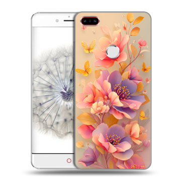 Пластиковый чехол на ZTE Nubia Z11 с принтом Цветы и бабочки
