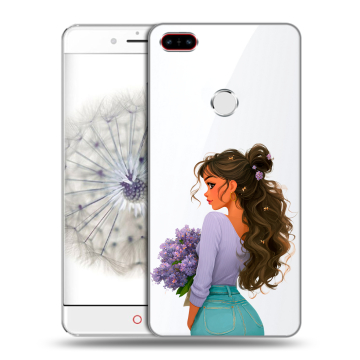 Пластиковый чехол на ZTE Nubia Z11 с принтом девушка цветы