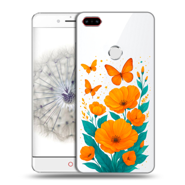 Пластиковый чехол на ZTE Nubia Z11 с принтом цветы бабочки