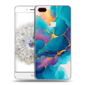 Пластиковый чехол на ZTE Nubia Z11 с принтом Мрамор блестки