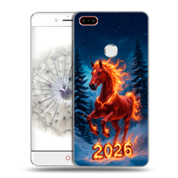 Пластиковый чехол на ZTE Nubia Z11 с принтом Новый год коня