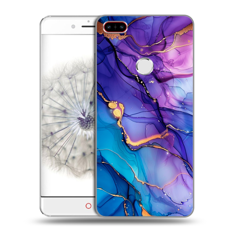Пластиковый чехол на ZTE Nubia Z11 с принтом синий мрамор Пластиковый чехол на ZTE Nubia Z11 с принтом синий мрамор