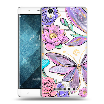 Пластиковый чехол на Blackview A8 с принтом Бабочки и цветы Пластиковый чехол на Blackview A8 с принтом Бабочки и цветы