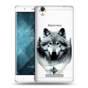 Пластиковый чехол на Blackview A8 с принтом Волк в лесу