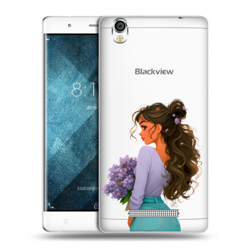 Пластиковый чехол на Blackview A8 с принтом девушка цветы