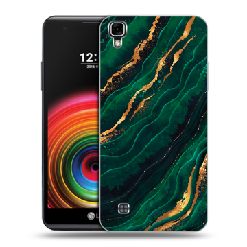 Силиконовый чехол на LG X Power с принтом Мрамор зеленое золото Силиконовый чехол на LG X Power с принтом Мрамор зеленое золото