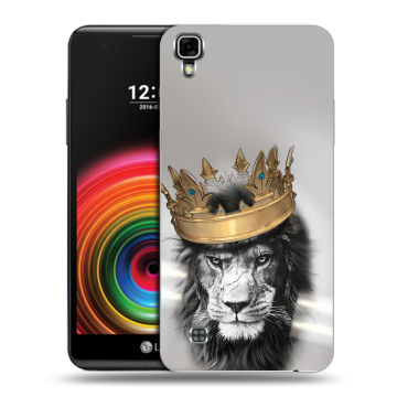 Силиконовый чехол на LG X Power с принтом Лев с короной
