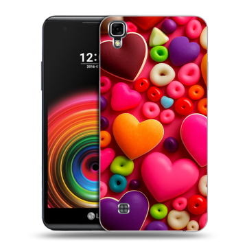 Силиконовый чехол на LG X Power с принтом Сердечки Силиконовый чехол на LG X Power с принтом Сердечки