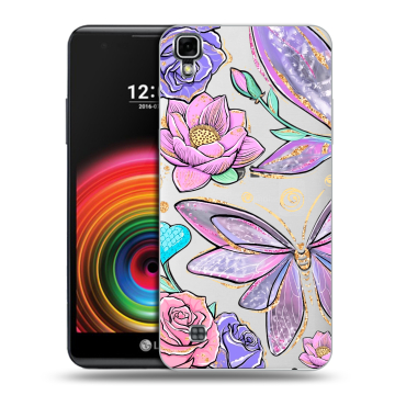 Силиконовый чехол на LG X Power с принтом Бабочки и цветы