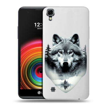 Силиконовый чехол на LG X Power с принтом Волк в лесу