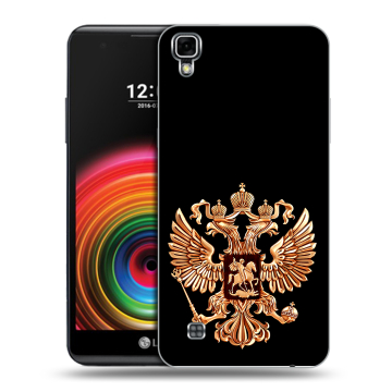 Силиконовый чехол на LG X Power с принтом Герб России золотой Силиконовый чехол на LG X Power с принтом Герб России золотой