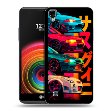 Силиконовый чехол на LG X Power с принтом Гоночные машины