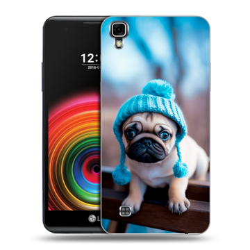 Силиконовый чехол на LG X Power с принтом Мопс в шапке