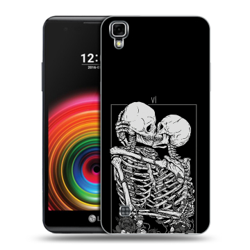 Силиконовый чехол на LG X Power с принтом Поцелуй скелетов
