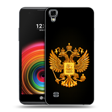 Силиконовый чехол на LG X Power с принтом Герб России желтый