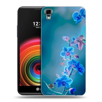 Силиконовый чехол на LG X Power с принтом Голубые цветы