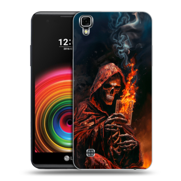 Силиконовый чехол на LG X Power с принтом Скелет и карты