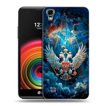 Силиконовый чехол на LG X Power с принтом Герб флаг России